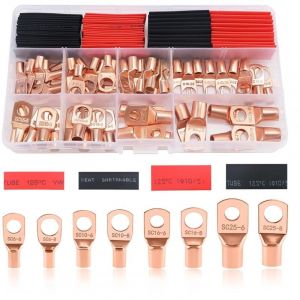 Longziming - 120 Pièces M6/M8 Cosses à Anneau Kit, Cosses de Câble Tubulaires, Cosses de Embouts de Câble de Batterie, pour Câble électrique, avec