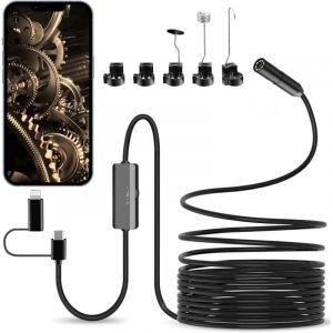 Cam&eacute;ra Endoscopique avec Lumi&egrave;re,Cam&eacute;ra Endoscopique 1920P HD,Cam&eacute;ra Endoscopique,T&eacute;l&eacute;phone Portable avec 8 Lumi&egrave;res LED,Cam&eacute;ra Serpent IP67 de Type