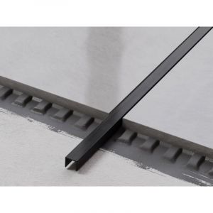 Ilcom - Profilé u de connexion rectifié en acier inoxydable pour carrelage 1cm x 270cm - Noir satiné