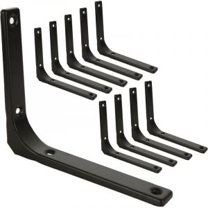 10 Pcs Equerre Etagere Murale Noir, Equerre Metal 150mm x 125mm, Equerre Charge Lourde Support Etagere Murale