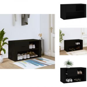 Armoire &agrave; chaussures Noir 80x35x45 cm Bois d'ing&eacute;nierie - Meuble Chaussure - Armoire Chaussure - Range Chaussures - &Eacute;tag&egrave;re Chaussure - Rangement