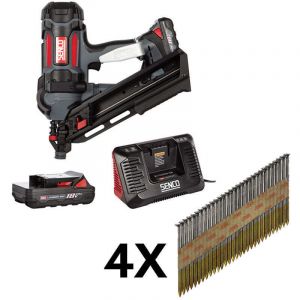 Lot SENCO: Cloueur Fusion F-35XP + 2 batteries 4aH + 4 packs de clous 70mm acier clair - Senco-B4