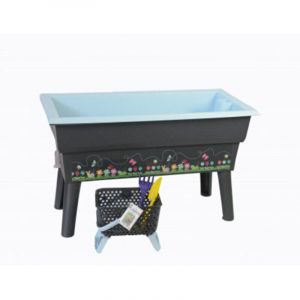 Calipso - Jardiniere mini junior 40L Gris/Vert Pastel + 1 panier Kajo 4 l + 2 outils de jardin plastiques