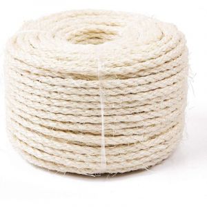 Corde de Sisal Naturel 8mm Remplacement Cordage Ancien Accessoire Id&eacute;al pour remplacer Poteaux de l'arbre &agrave; Chat, Balles Jouets en Sisal Inclus (25m,