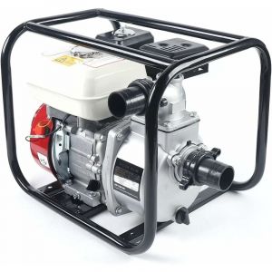 Pompe à eau à essence, moteur à 4 temps de 2 pouces de 6,5 ch pompe à eau sale pompe de jardin pompe d'étang pour jardin ou maison (4,8 kW, max.36 m³