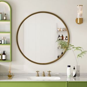 Eifson - Miroir salle bain 80 cm, rond en fer forg&eacute;, style boh&egrave;me, fixation murale, cadre en m&eacute;tal, miroir mural rond pour salle de bain, chambre,