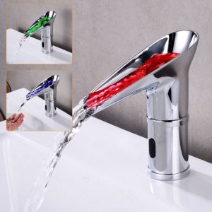 Senderpick - Robinet de cuisine à capteur led Robinet de salle de bain à capteur infrarouge Robinet de lavabo automatique Robinet de lavabo