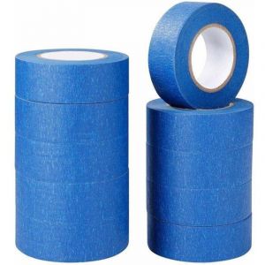 Ruban de masquage bleu ruban adh&eacute;sif de peinture et de d&eacute;coration pour &eacute;tiquettes, peinture au pistolet, travaux manuels 10 rouleaux 24 mm &times; 20 m