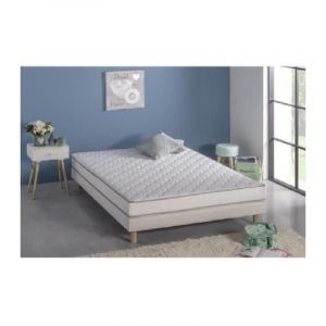 Ensemble matelas mousse memoire de forme + sommier 140 x 190 - Confort ferme - Epaisseur 14 cm - 5 zones - finlandek Koysi
