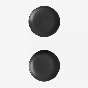Pack de 2 assiettes &agrave; dessert en gr&egrave;s Belvere SKLUM Noir