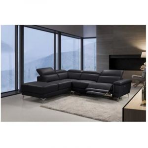 Canap&eacute; d'angle relax en cuir de Buffle Alessandro - Noir Angle droit