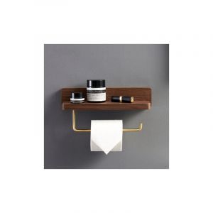 Devidoir Porte Papier Toilette Double Installation Bois Massif Hêtre Dérouleur Support Papier wc Mural Auto-adhésif Coins Arrondis Porte Rouleau de