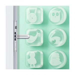 Lot de 6 butoirs de porte muraux autocollants transparents - Motif animal - 10 mm d'épaisseur - En caoutchouc - Pour protéger les murs et les meubles