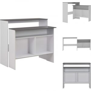 Table de bar avec 2 dessus de table Blanc et gris 130x40x120 cm - Table De Bar - Table Haute - Meuble Salle à Manger - Table Repas - Table Blanche
