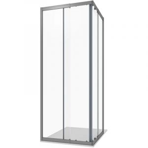 Cabine de douche extensible 70-90x70-90 cm avec profil&eacute;s en aluminium anodis&eacute; Verre transparent de 6 mm avec traitement anticalcaire h190