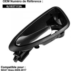 Conducteur Poign&eacute;e pour Seat Ibiza 6J 6J1837113A Chrom&eacute;e Poign&eacute;e de Porte Int&eacute;rieure de Voiture Avant Gauche pour Ibiza 2009-2017 Debuns