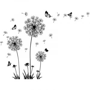 Sticker mural pissenlit, noir, 6090cm, un sticker, convient pour la d&eacute;coration de canap&eacute;, chambre, salon, mur TV, papier autocollant.