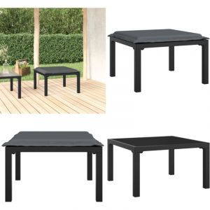 Vidaxl - Repose-pied de jardin avec coussin noir et gris résine tressée - Chaise De Jardin - Mobilier De Jardin - Chaise Extérieure - Relax - Pouf