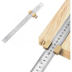 R&egrave;gle de positionnementBloc Bois Ligne localisateur r&egrave;gle Fixe en Acier Carpenter Scriber trusquin Outil avec Syst&egrave;me M&eacute;trique et Imp&eacute;rial 30cm 12