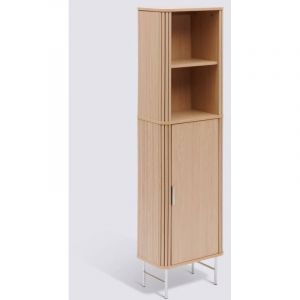 Colonne Meuble de salle de bain 1 porte 4 niches - Longueur 45 x largeur 30 x Hauteur 160 cm