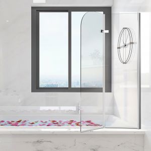 TolleTour Pare baignoire Bath screen pivotant à 180degré pivotant Paroi de douche sanitaire 6mm Nano Repliable glass 2 parties 100x140cm Argent