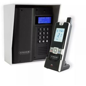 Interphone 600 m&egrave;tres sans-fil longue port&eacute;e autonome digicode &eacute;cran lcd - UltraCOM3 noir visi&egrave;re argent&eacute;e + combin&eacute;