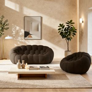 Coco Living Pack Cocoon Canap&eacute; + fauteuil - 3 places - Chocolat - 190 x 113 x 75 cm