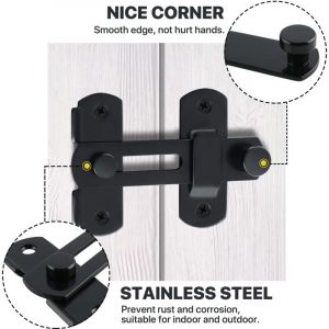 Verrou Porte Coulissante Serrure Volet Loquet Porte Verrou Portail &agrave; Bascule Boulon avec Vis pour Porte, Fen&ecirc;tre, Placard et Jardin, Finition Noir