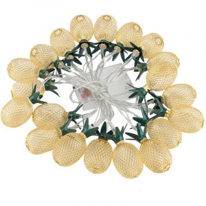 Guirlande lumineuse LED en forme d'ananas, en m&eacute;tal ajour&eacute;, aliment&eacute;e par piles (20 LED), id&eacute;ale pour les f&ecirc;tes, les mariages et les jardins.