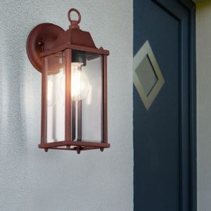 Lanterne murale &eacute;clairage ext&eacute;rieur lampe de fa&ccedil;ade jardin terrasse alu lumi&egrave;re rouille dans un ensemble comprenant des ampoules led