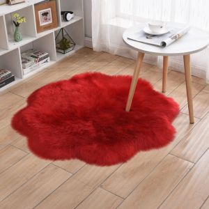 Jn.songs - Tapis Salon Prune Shaggy Moderne Tapis Fourrure Tapis &agrave; Poils Longs Moelleux 60CM - Rouge