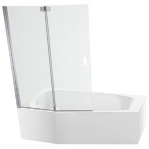 Jacob Delafon - Pack baignoire bain douche 170 x 90 Bastille vidage &agrave; gauche blanc brillant + tablier en niche + pare-bain chrom&eacute;