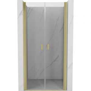 Mexen - Mist porte de douche pivotante 95 cm, transparent, or bross&eacute; - 8A7-095-000-55-00