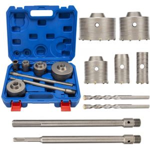 Sjlerst - Scie cloche, 9 Pi&egrave;ces Foret de Scie Cloche &agrave; B&eacute;ton avec Tige 30 Mm 40 Mm 65 Mm 80 Mm 100 Mm Kit de Forets de Coupe pour Ouvre-trou Scies