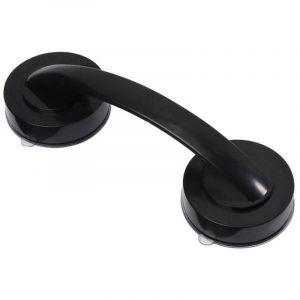 Poign&eacute;e de douche simple sans perforation - Ventouse verrouillable - Poign&eacute;e de douche pour personnes &acirc;g&eacute;es avec poign&eacute;e &agrave; ventouse - Noir