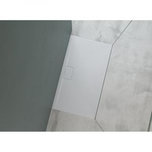 Mai&mai - Receveur de Douche Bac à Douche Blanc en Résine Marbre Artificielle Bac de Douche 70x120x3 cm Geo07