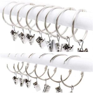 25 Pi&egrave;ces Anneaux de Rideaux avec Pinces, M&eacute;tal D&eacute;coratifs de Rideau de Fen&ecirc;tre de Rideaux d'agrafes avec Le Clip Fort, Antirouille, Facile Ouvert et