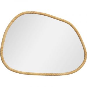 Miroir 70x50 cm, miroir de salle de bain asymétrique, miroir mural, miroir de couloir, style baroque, avec cadre en bois, miroir décoratif de salle