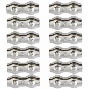 Serre-c&acirc;ble , Serre Cable Acier 3mm 12 Pi&egrave;ces Serre C&acirc;bles Duplex Pince de C&acirc;ble Acier inoxydable 304 D'agrafe de C&acirc;ble,C&acirc;ble Poign&eacute;es pour 2mm C&acirc;ble
