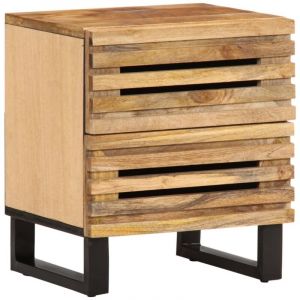 Design In - Table de chevet Table d'appoint Table de nuit 40x34x46 cm bois de manguier massif brut CFW65440