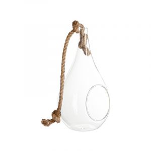 Vase Suspendu & Corde 'Goutte' 25cm Transparent