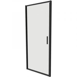 Porte de douche pour niche 70cm Ouverture à charnière Profils Ultraslim en Aluminium Noir Mat Verre Transparent 6mm h190 Réglable 67-71cm