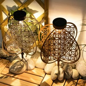 Sph&egrave;re lumi&egrave;res solaires pour ext&eacute;rieur Sph&egrave;re lumi&egrave;res jardin lampe solaire solaire sph&egrave;re orientale, effet lumineux motif fleur de vie, 1x led, DxH