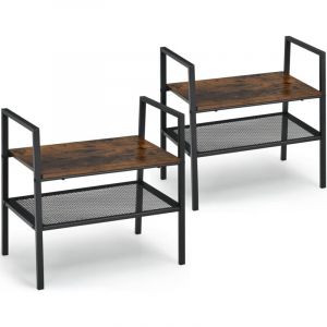 Lot de 2 &eacute;tag&egrave;re de Rangement &agrave; 2 Niveaux, &eacute;tag&egrave;re &agrave; &eacute;chelle Empilable &agrave; Style Industriel pour Salon, Chambre, Cuisine, Entr&eacute;e, 54 x 32 x 52 cm