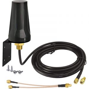 Antenne 4G lte Extérieur sma Mâle 5dBi Support Fixe Imperméable avec Câble Séparateur de sma-f à Double sma-m Compatible avec gsm 3G 4G lte