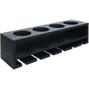 Casiers à vin HHG-703, porte-verres/bouteilles Bar mural Casier pour 4 bouteilles/6 verres Bois Certifié MVG 12x48x12cm, noir