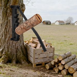 Fendeur de b&ucirc;ches manuel en fonte, support mural portable pour allumage de bois pour int&eacute;rieur et ext&eacute;rieur, incl. 2 poign&eacute;es d&eacute;tachables, porte-bois