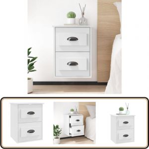Table de chevet murale blanc 41,5x36x53 cm - Table De Chevet Murale - Meuble De Chevet Mural - Table De Chevet Blanche - Table De Chevet Moderne