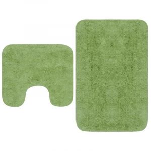 Le Poisson Qui Jardine - Tapis de salle de bain Vert + Tapis de wc - Toilettes - Vert