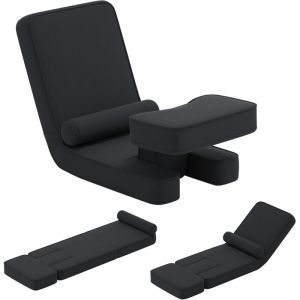 COSTWAY Canap&eacute; Paresseux Pliable, Fauteuil de Sol Gaming avec Dossier R&eacute;glable en 5 Positions, Repose-Pieds, Tablette, Coussin Confortable, Si&egrave;ge